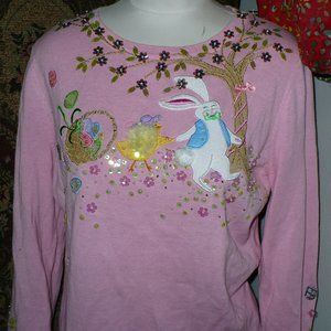 Easter bunny fuzzy chick Jack B Quick M sweater